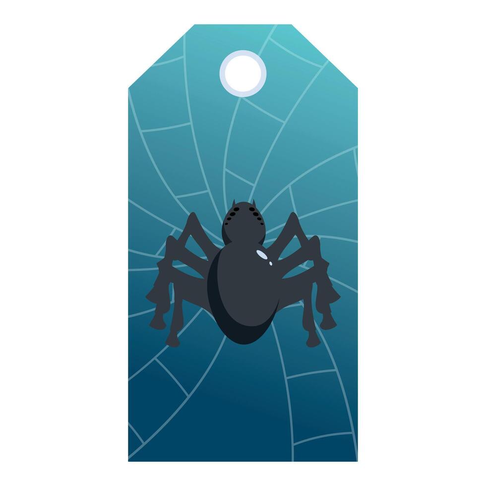 Spider gift tag showing eight legs and web for halloween party vector