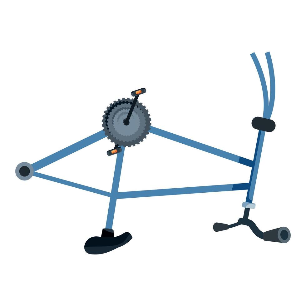 Blue bmx bike upside down with visible chainring and handlebars vector