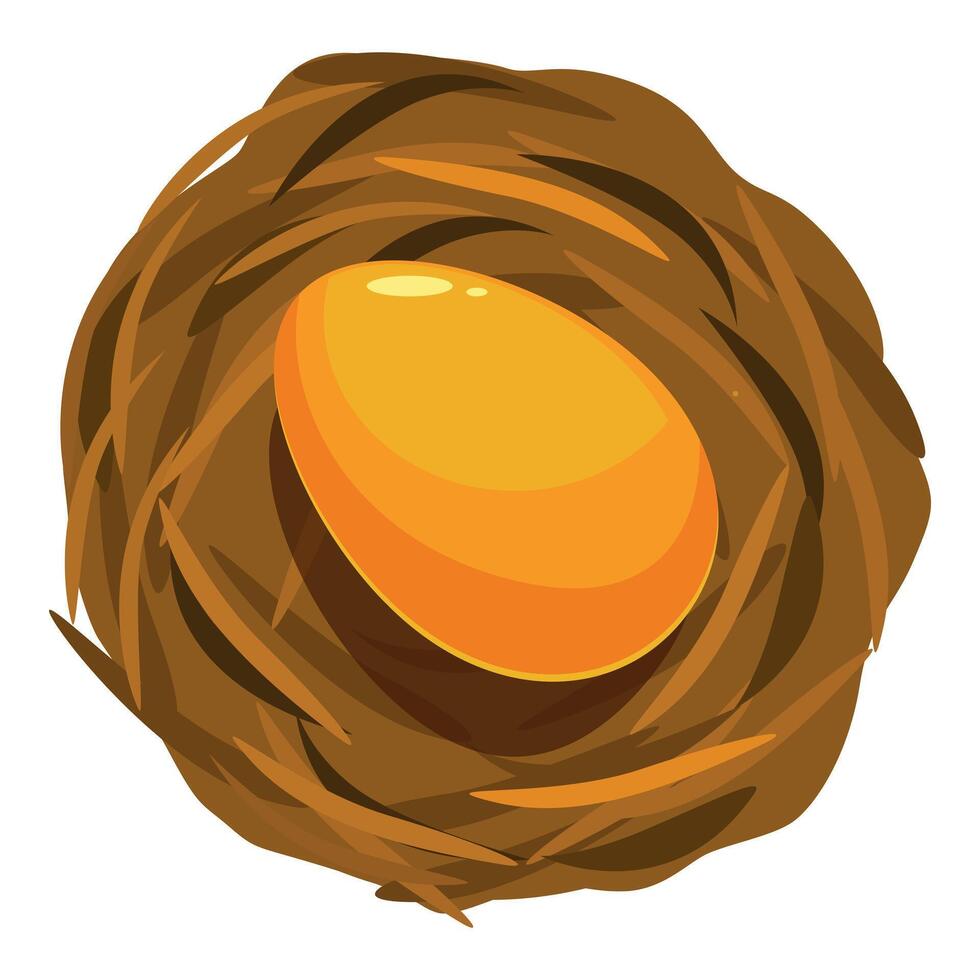Golden egg nestling in a bird's nest symbolizing savings and investment vector