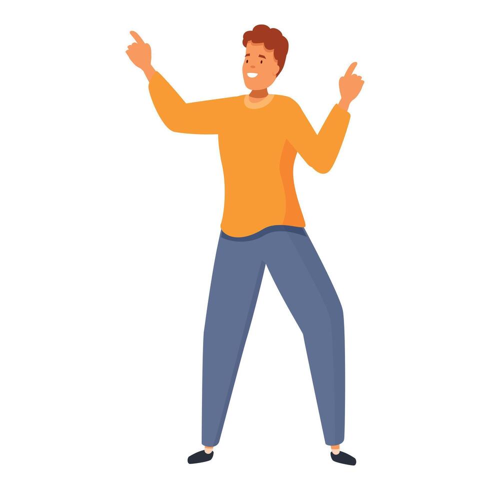 Young man pointing with index fingers showing something exciting vector