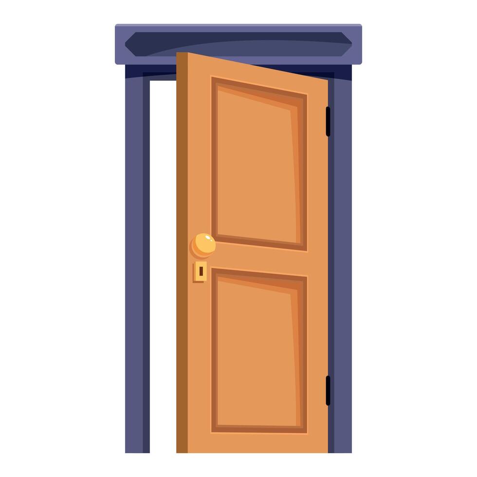 Half open wooden door inviting to enter new opportunities vector