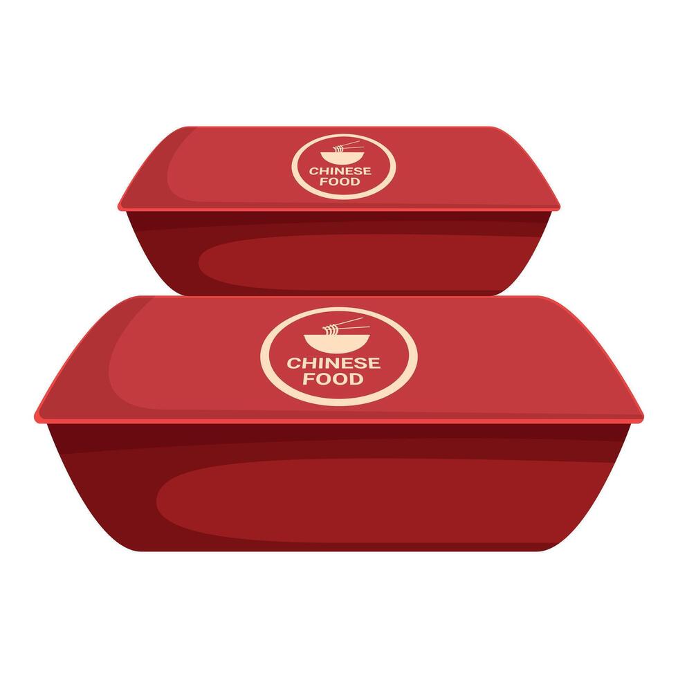 Two red boxes of chinese food for take away vector