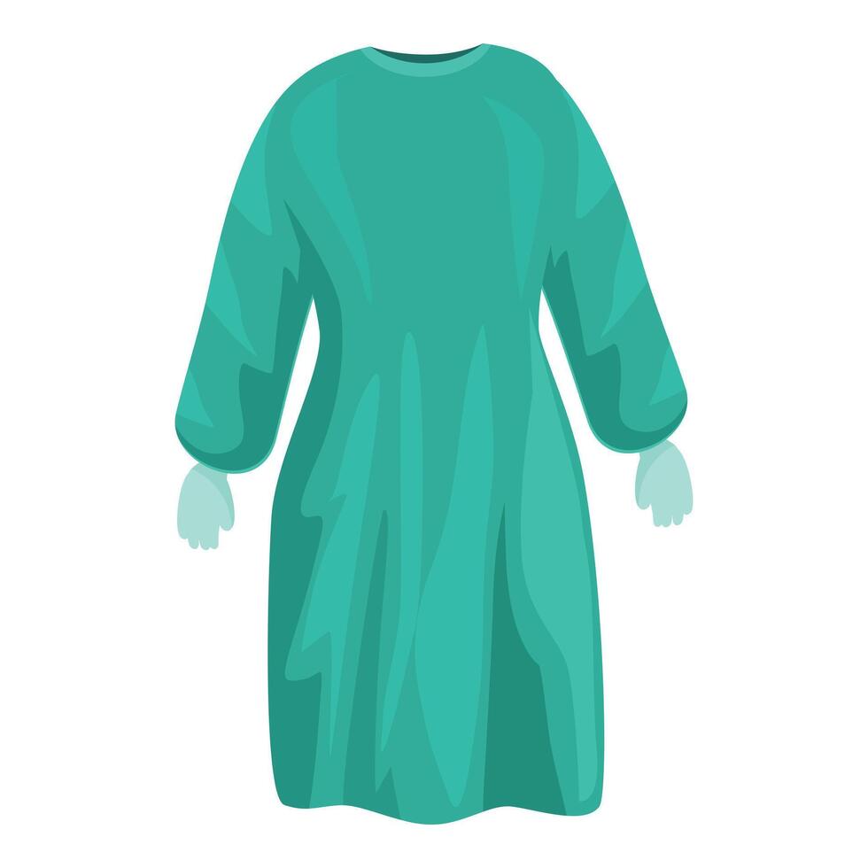 Green surgical gown and gloves preparing for medical procedure vector