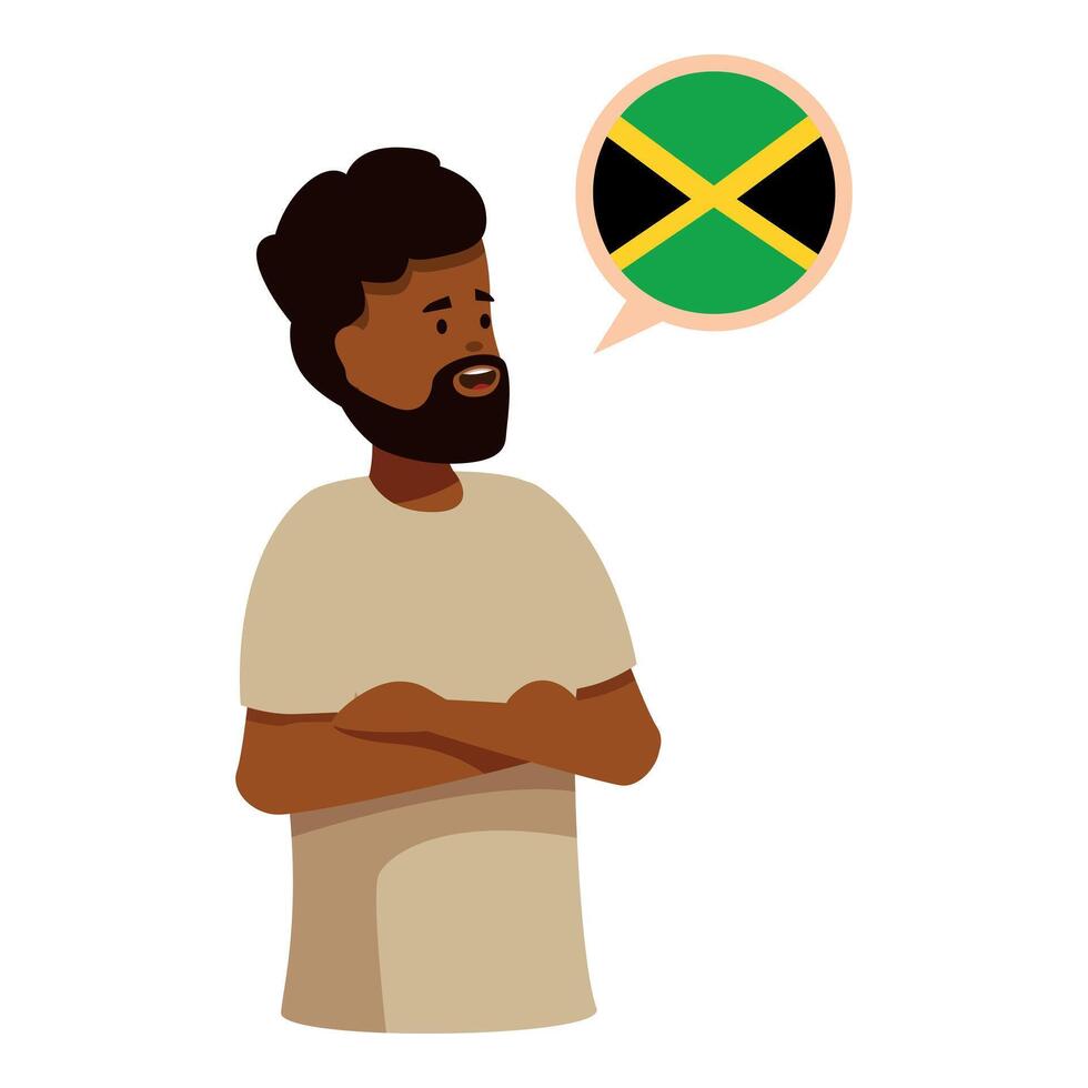 Jamaican man speaking and showing national identity with crossed arms vector
