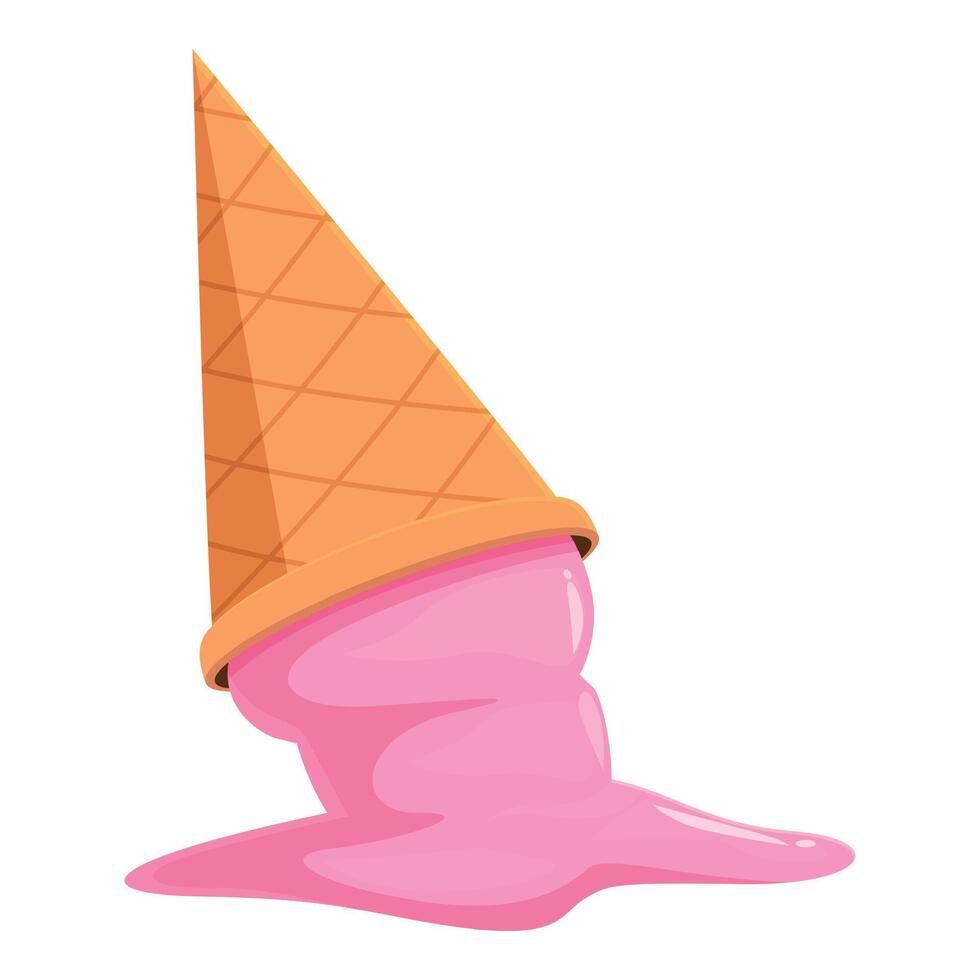 Ice cream cone melting on white background vector