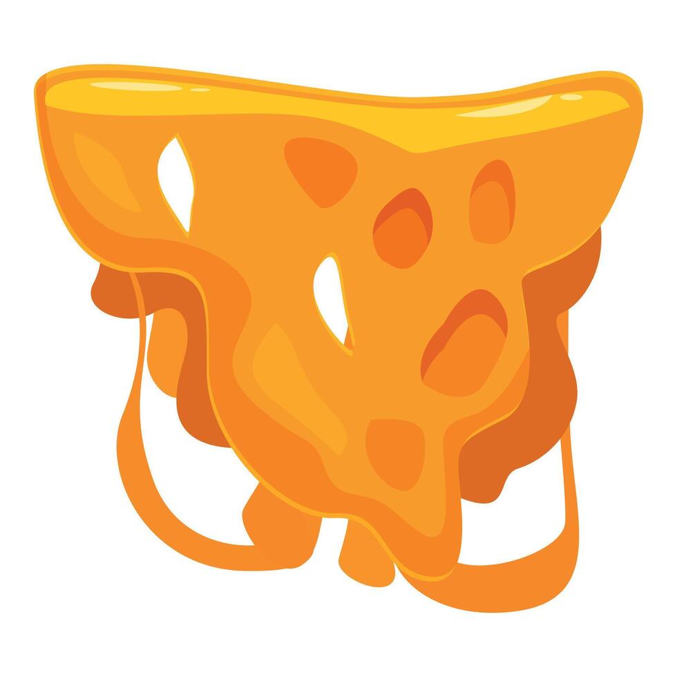 Melted cheese slice dripping down, delicious dairy product vector