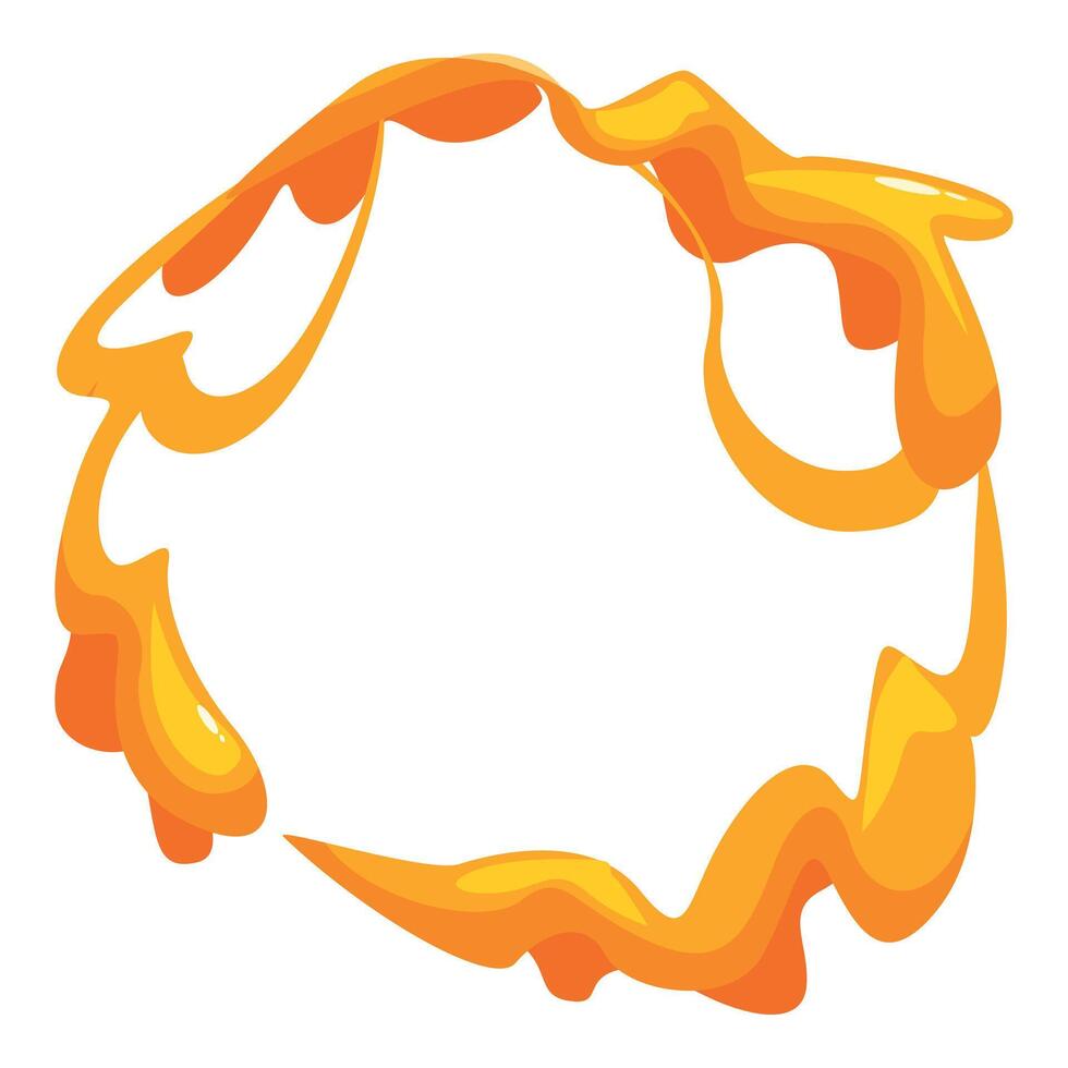 Round frame of flowing orange liquid creating empty space vector