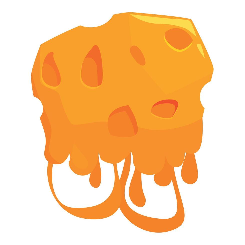 Melting cheese with holes forming dripping strings on white background vector
