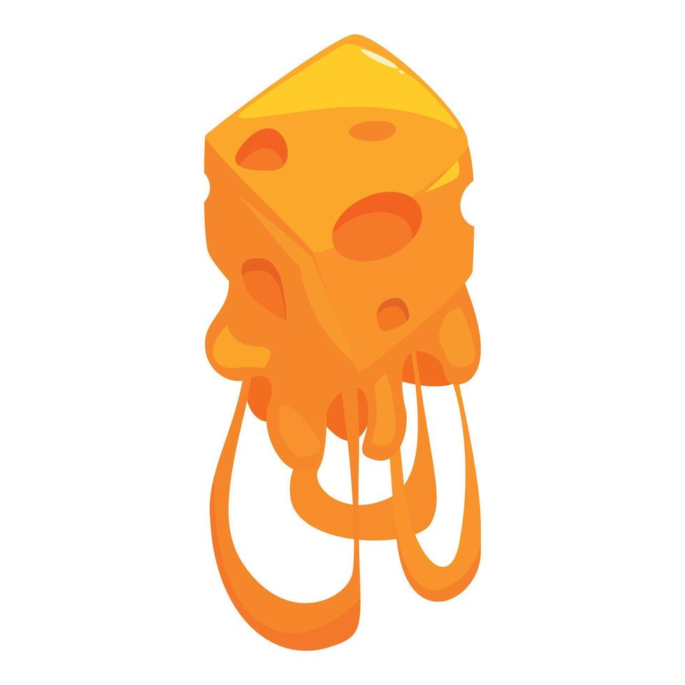 Melted cheese cube dripping on white background vector