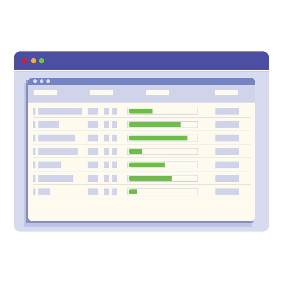 Gantt chart displaying project management progress on computer screen vector