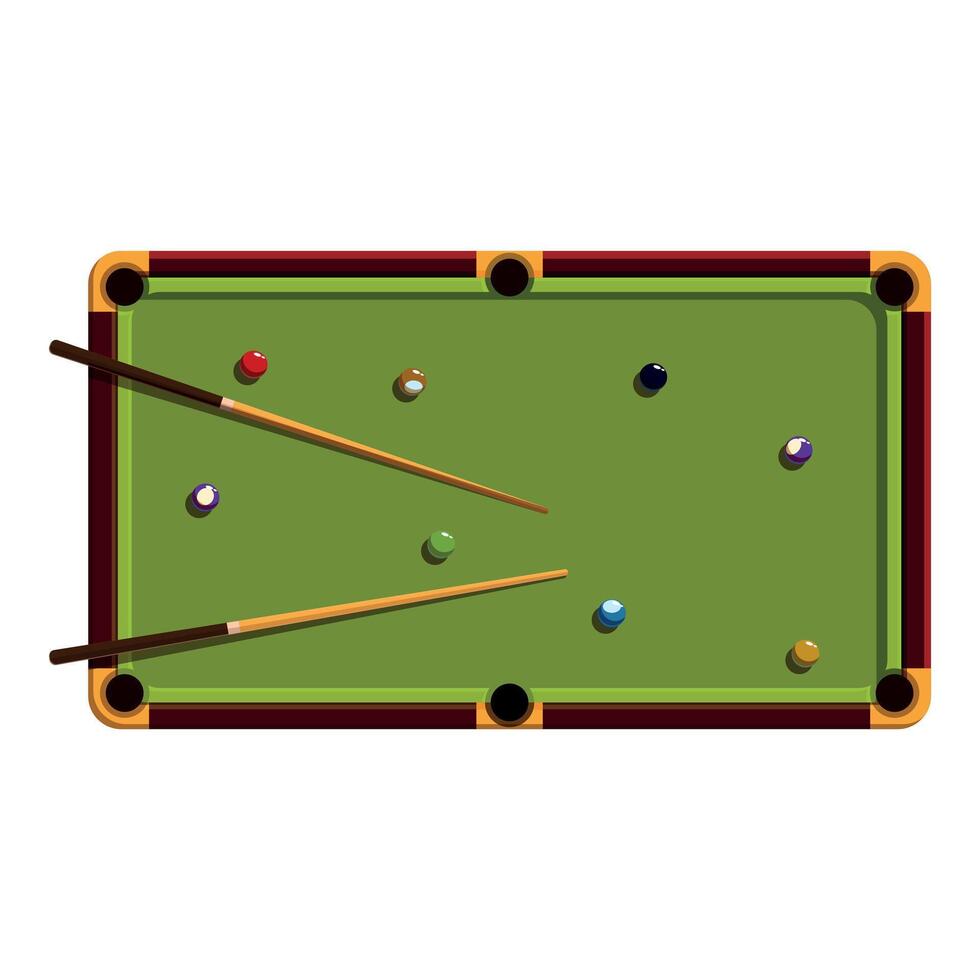 Billiard table with cues and balls ready for playing billiards vector