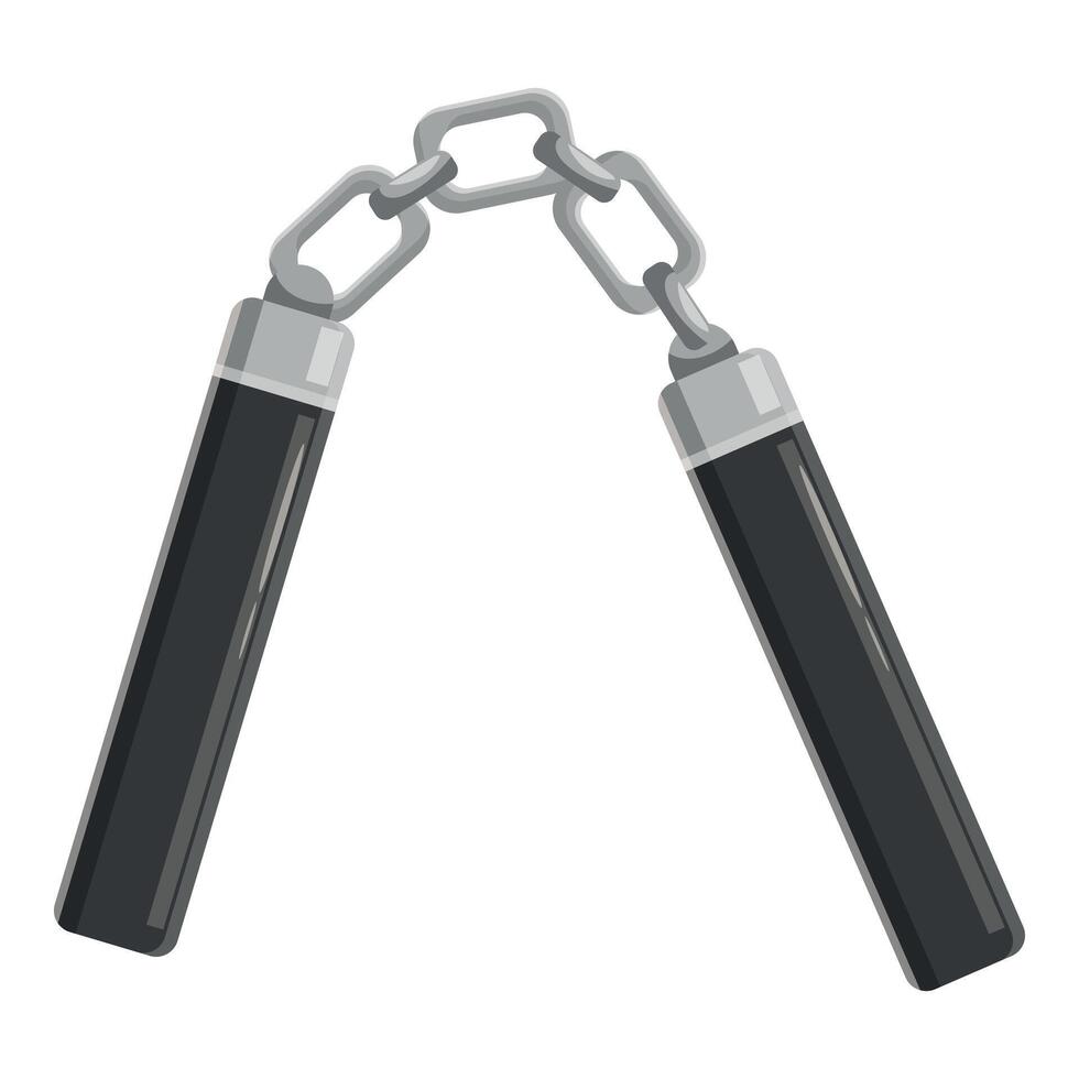 Nunchaku with chain connecting two handles for martial arts training vector