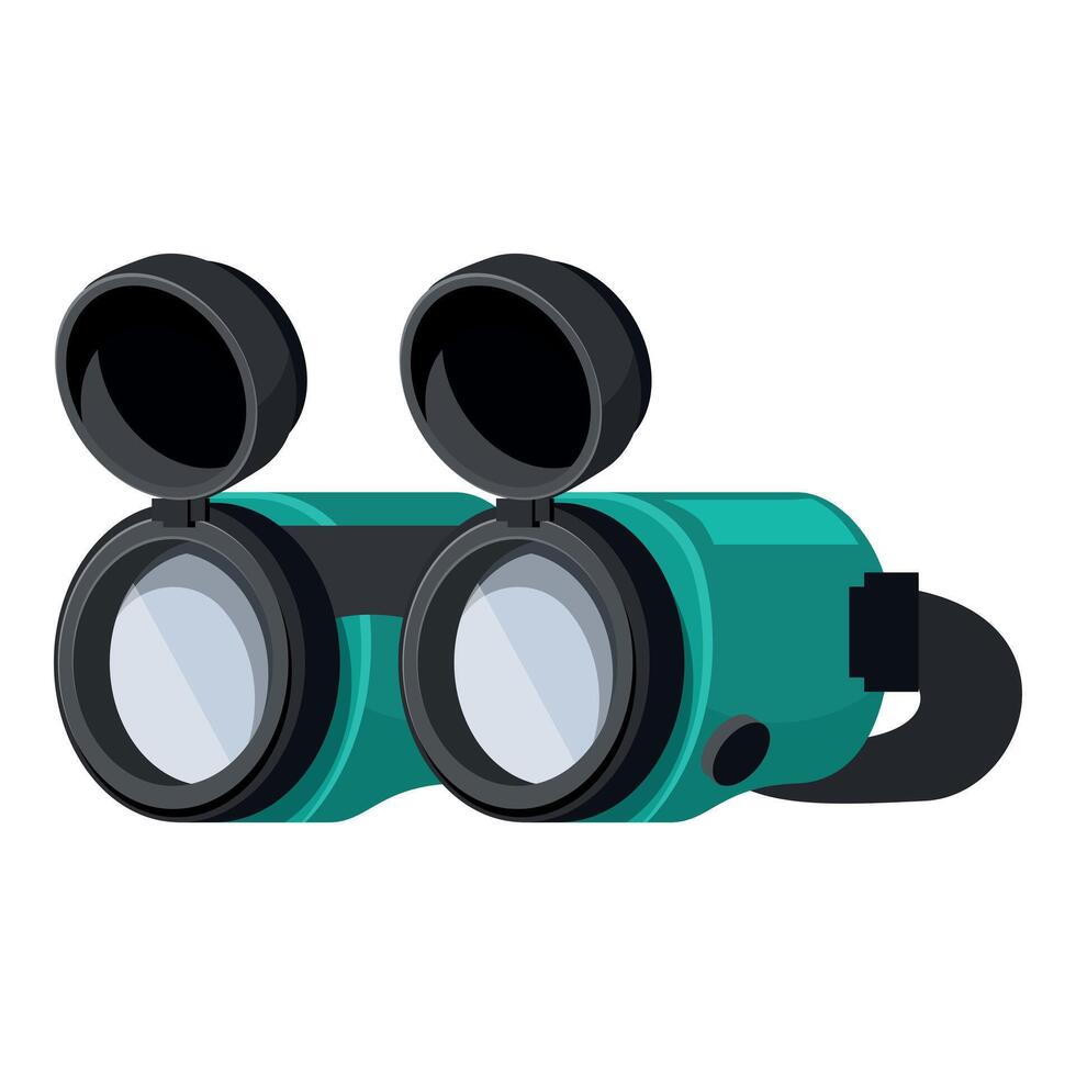 Binoculars with open lens caps ready for observation vector