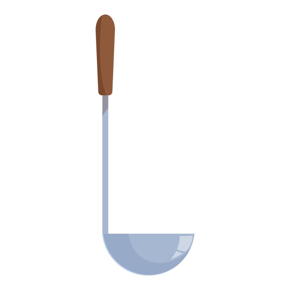 Soup ladle with wooden handle on white background vector