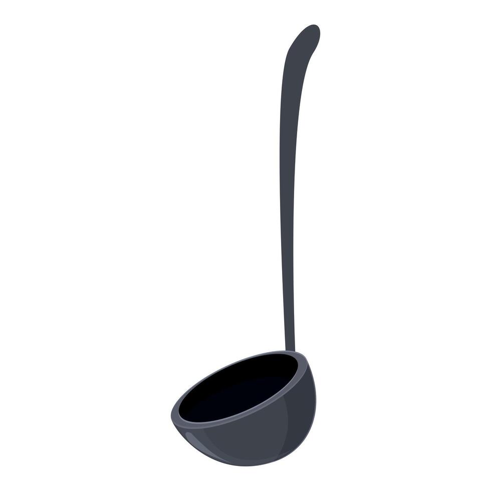 Soup ladle with long handle for serving hot dishes vector