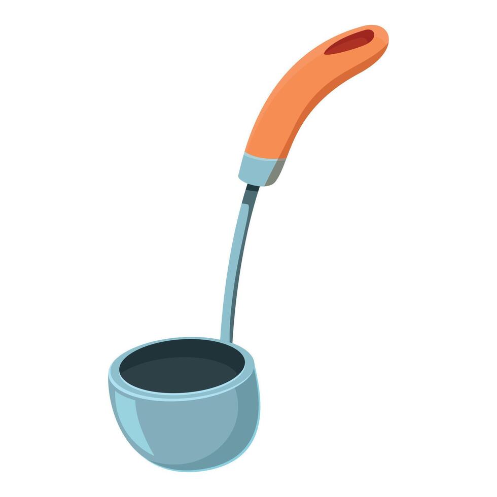 Soup ladle with orange handle on white background vector