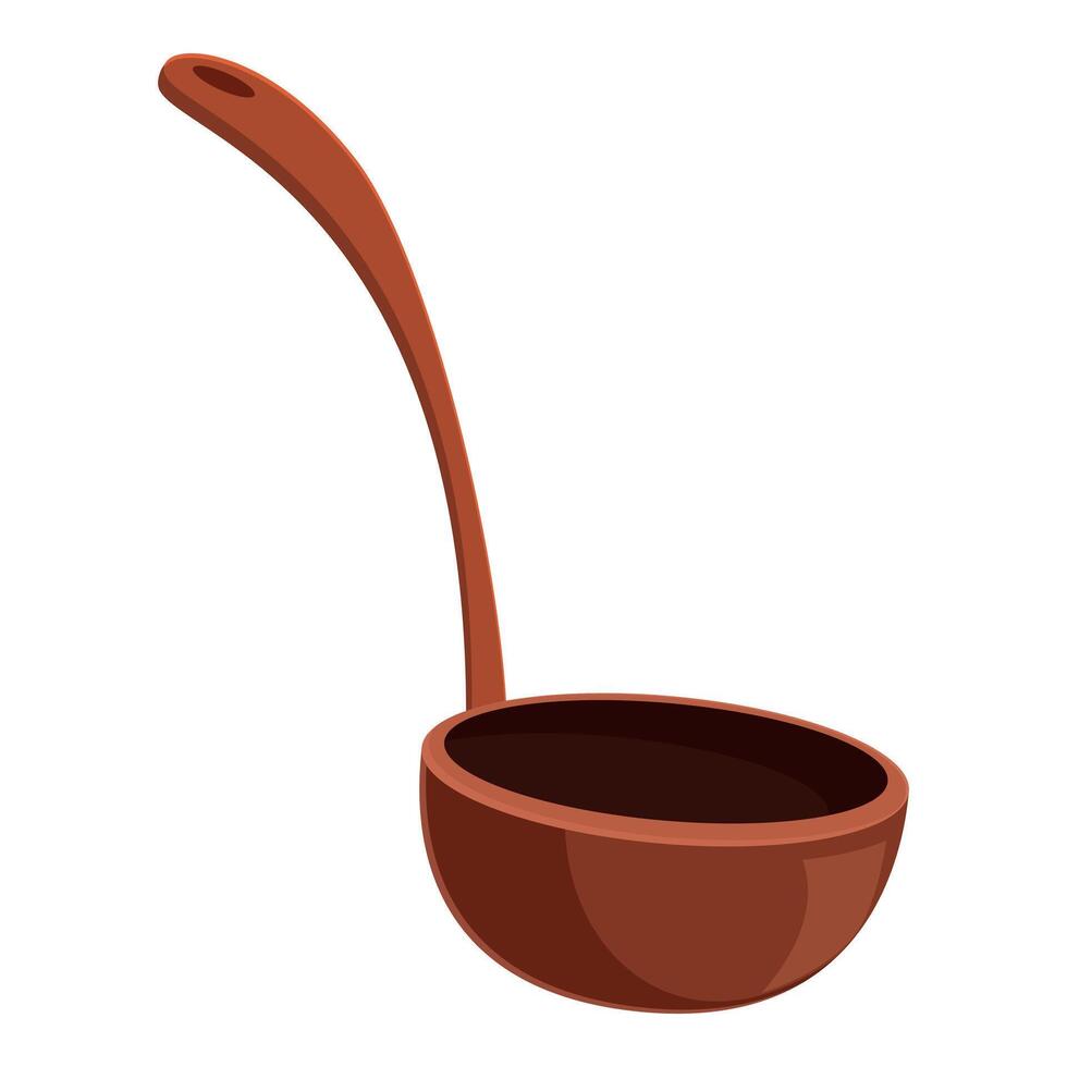 Wooden ladle with long handle for serving soup vector