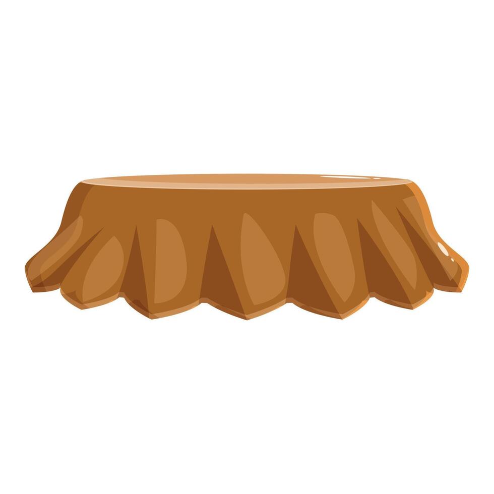 Round table covered with brown tablecloth on white background vector