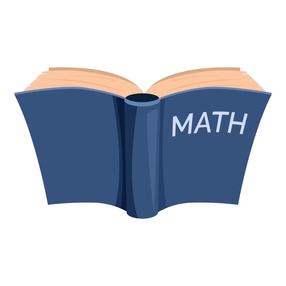 Open math book showing its pages with blue cover vector