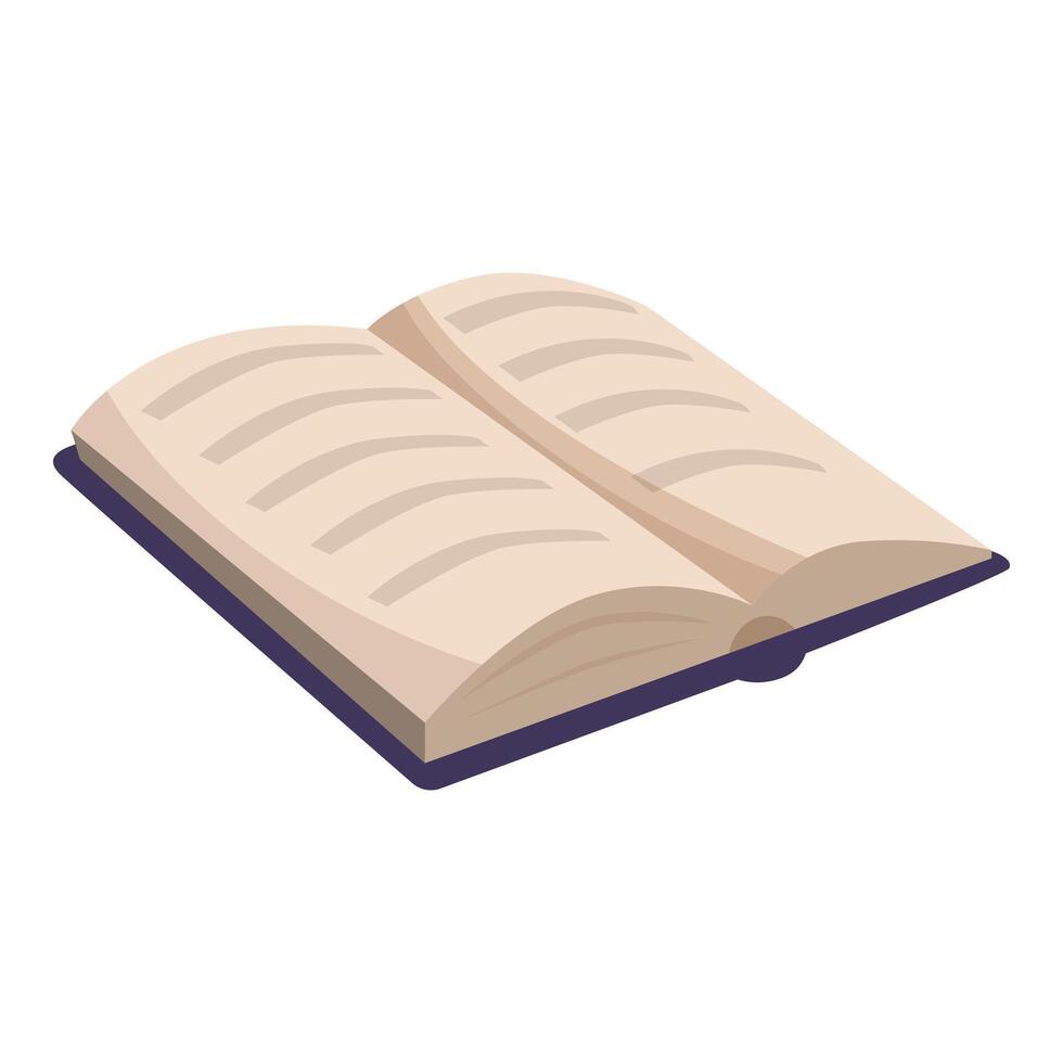 Open book lying on desk showing blank pages for custom text vector