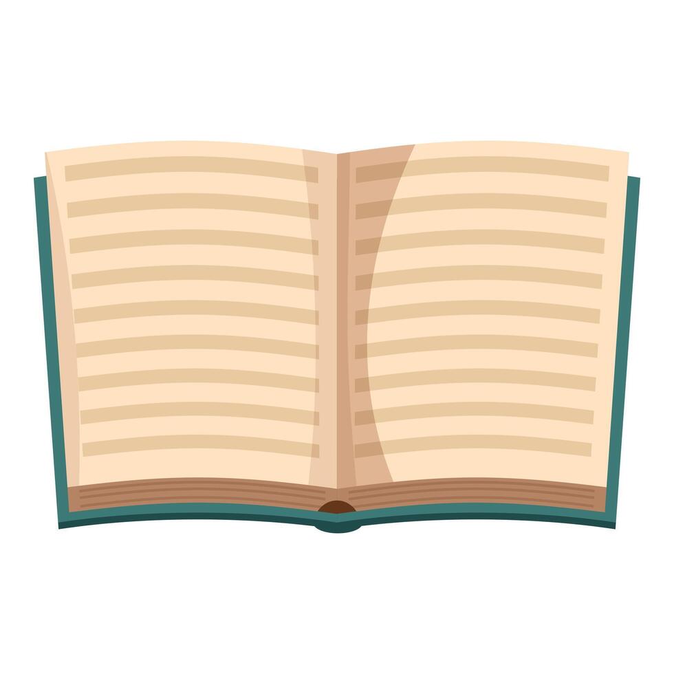 Open book showing blank pages with lines for writing vector