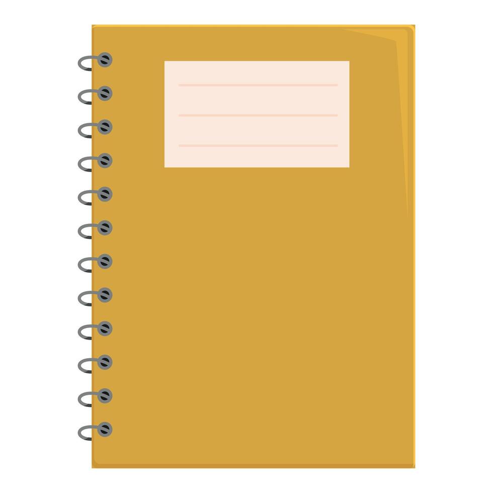 Yellow notebook with blank label and spiral binding for notes vector