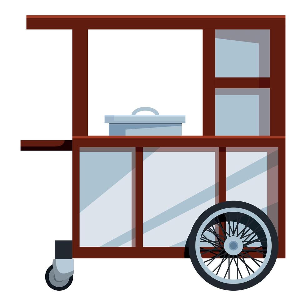A food cart with a stove on wheels vector