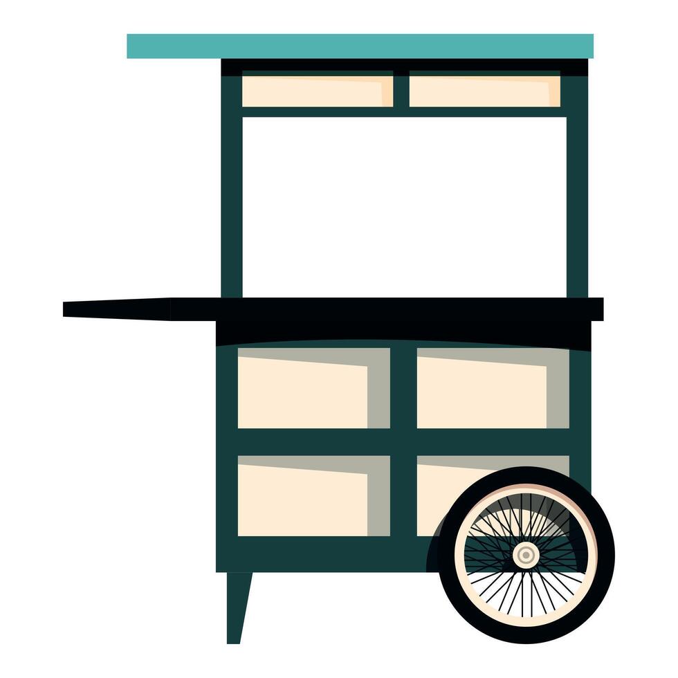 Empty street food cart waiting for vendor on white background vector