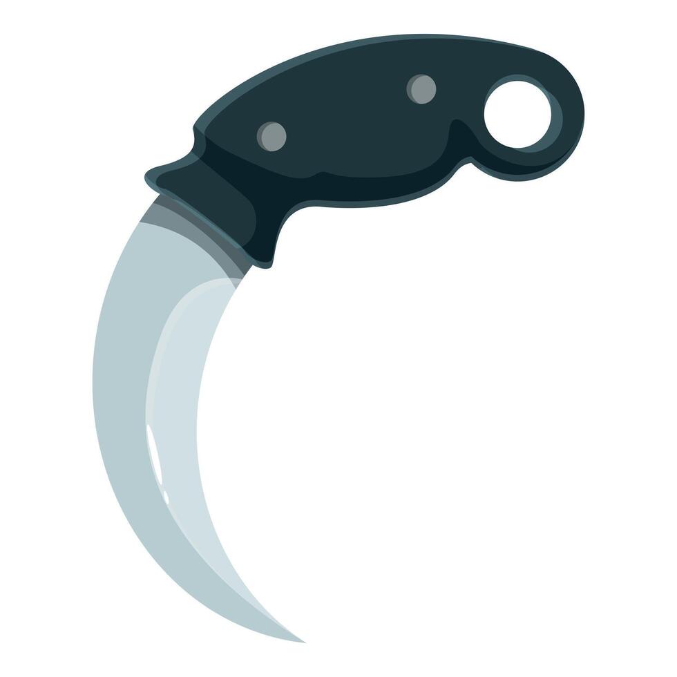 Karambit knife with black handle and sharp blade pointing downwards vector