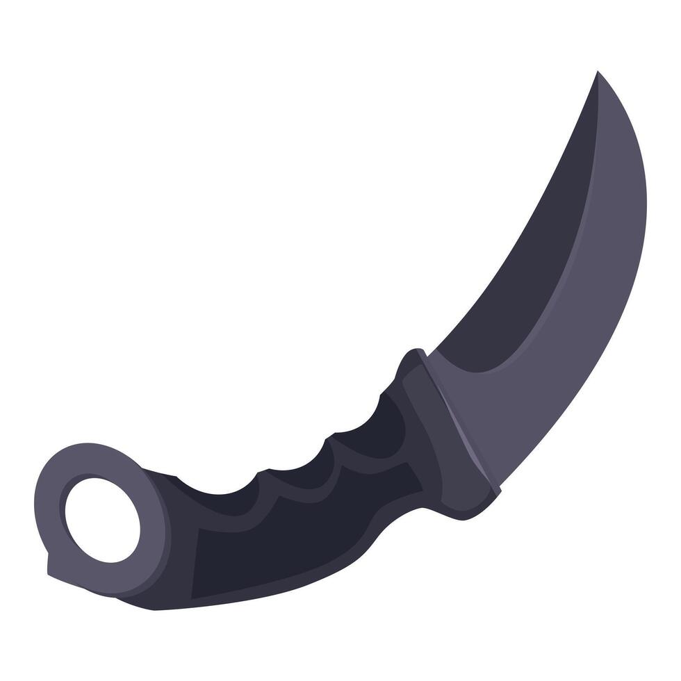 Karambit knife with black handle and sharp blade pointing upwards vector