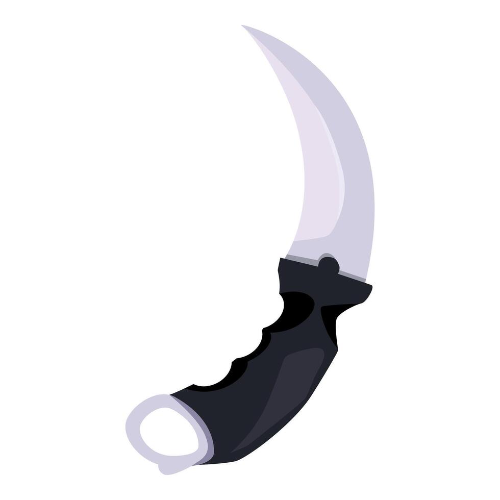 Karambit knife with black handle and silver blade pointing upwards vector