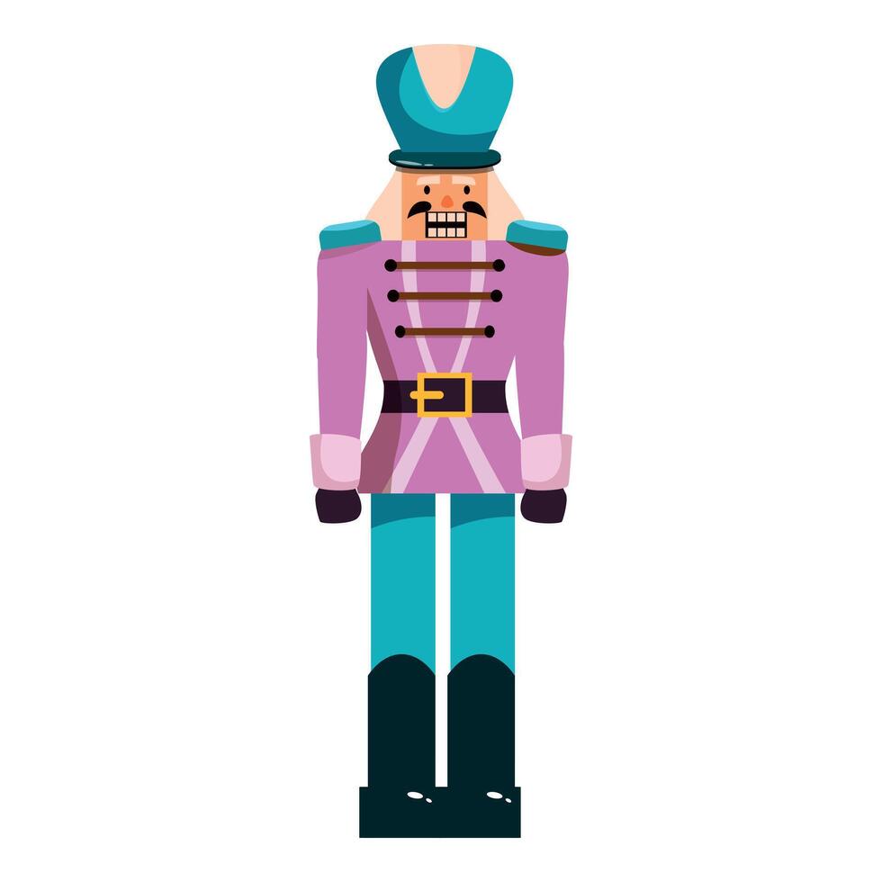 A nutcracker soldier in a purple uniform vector