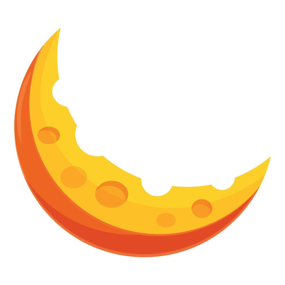 Crescent moon made of cheese with bite marks creating a unique shape vector