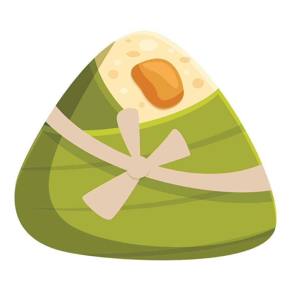 A green rice cake with a bow on top vector