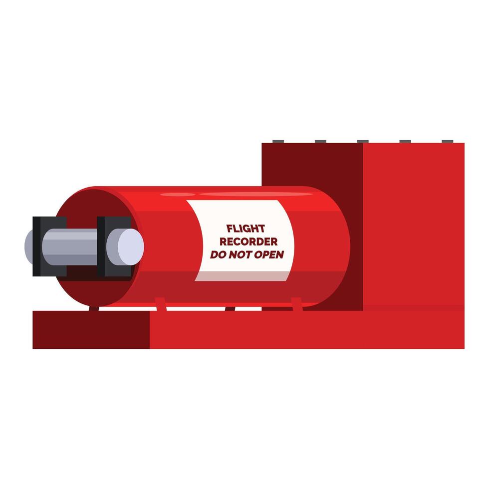 Flight recorder showing do not open sign, ensuring data integrity in aviation safety vector