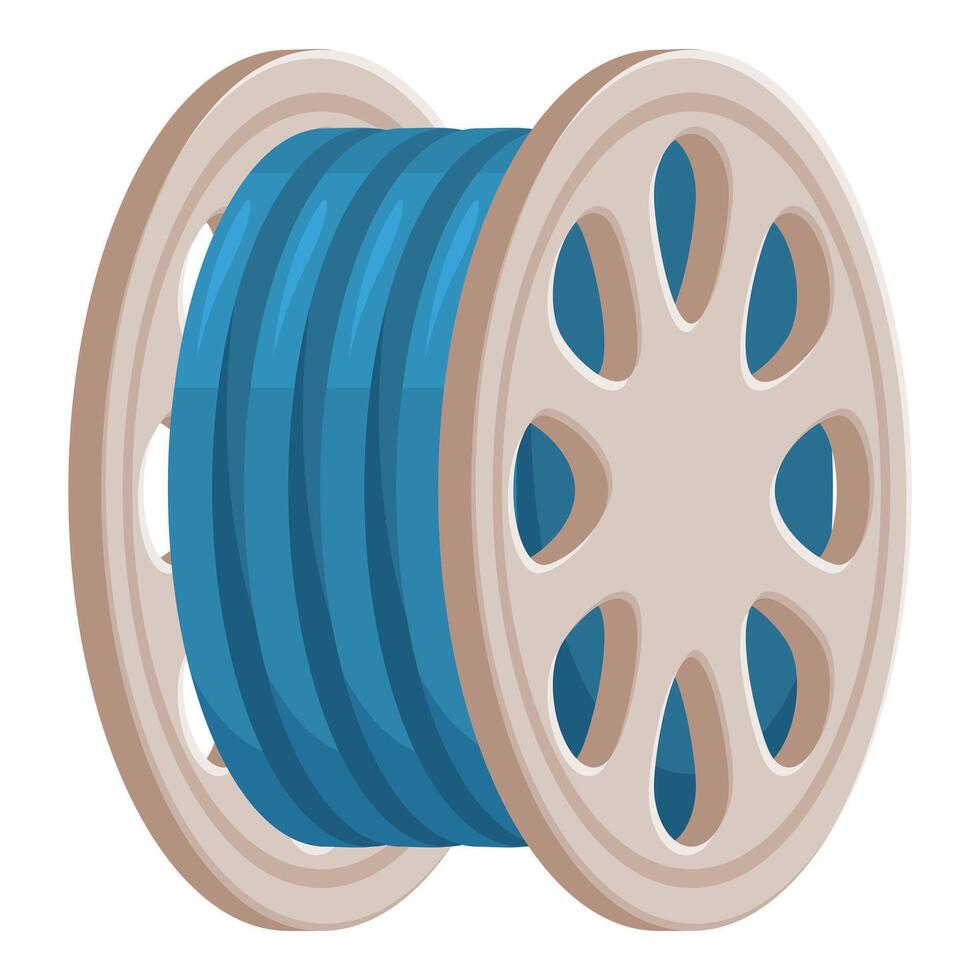 Blue cable on a beige spool winder for electrical engineering projects vector