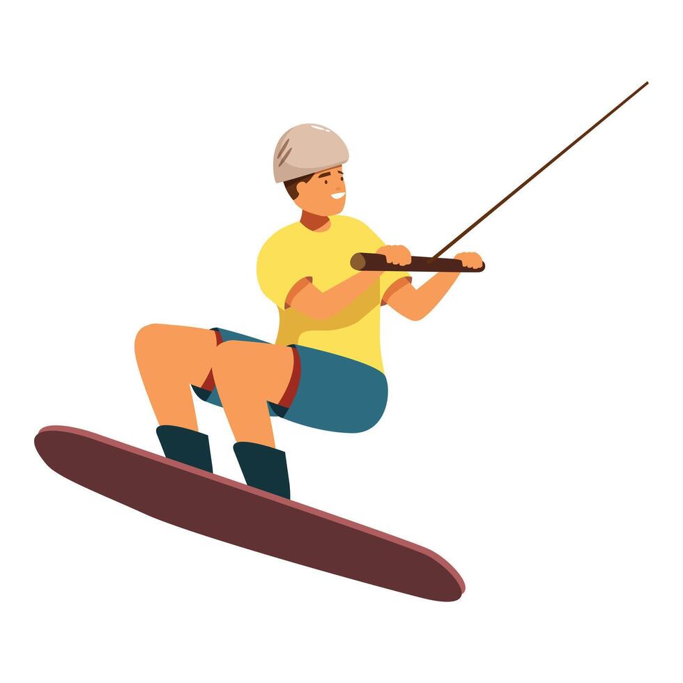 Wakeboarder jumping and enjoying waterskiing on lake during summer holidays vector
