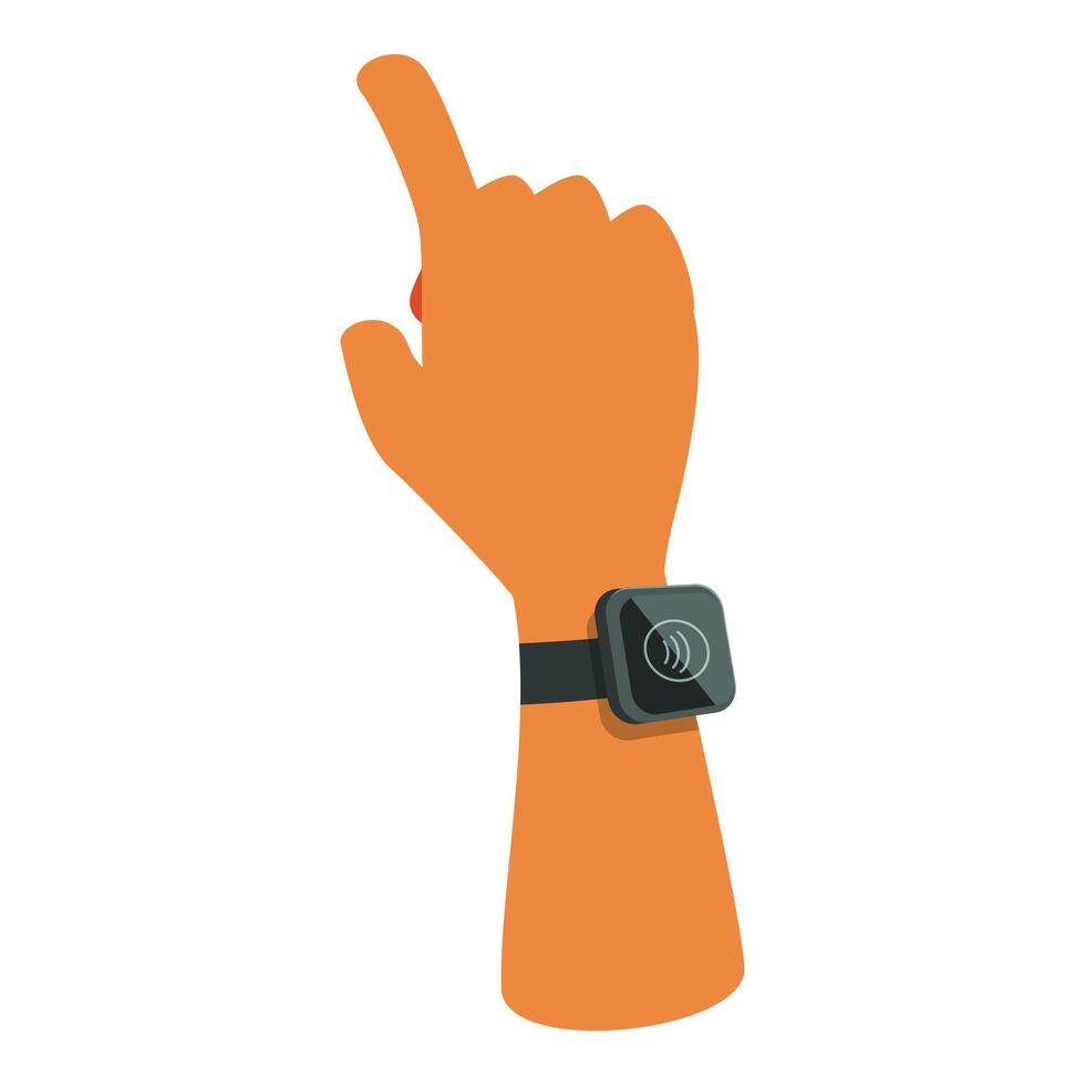 Hand with smartwatch pointing up with index finger vector