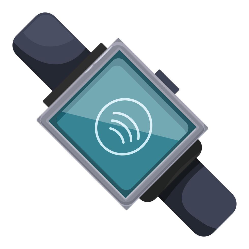 Smartwatch displaying contactless payment icon, embracing cashless transactions vector