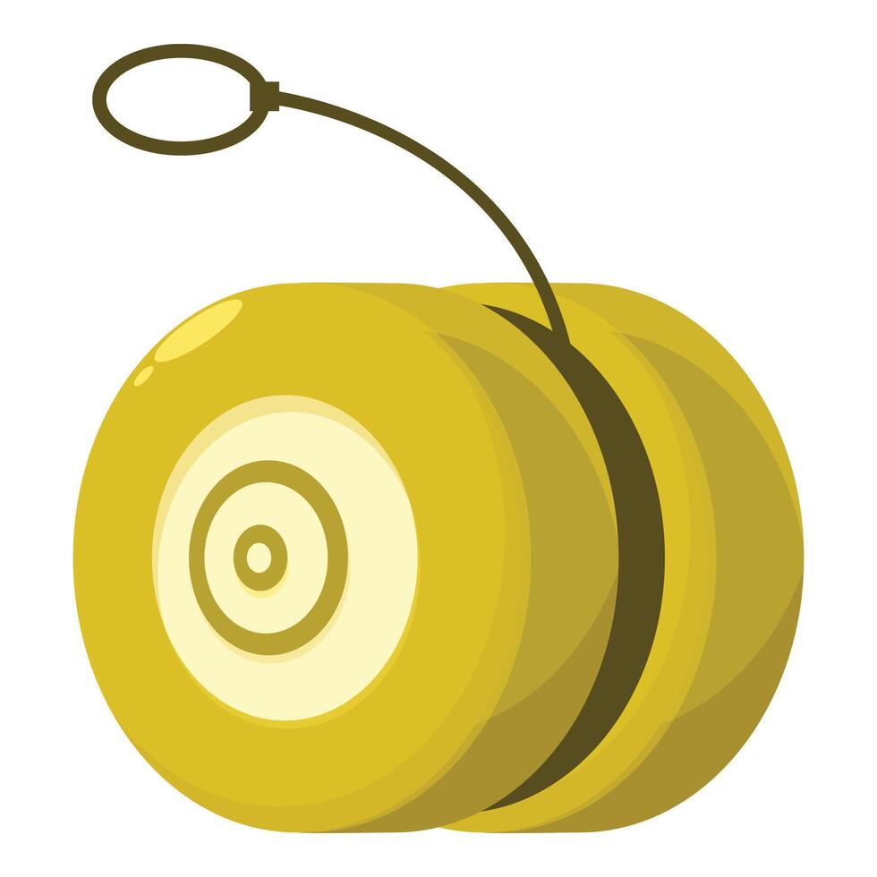 Yellow yo yo toy with string for playing and having fun vector