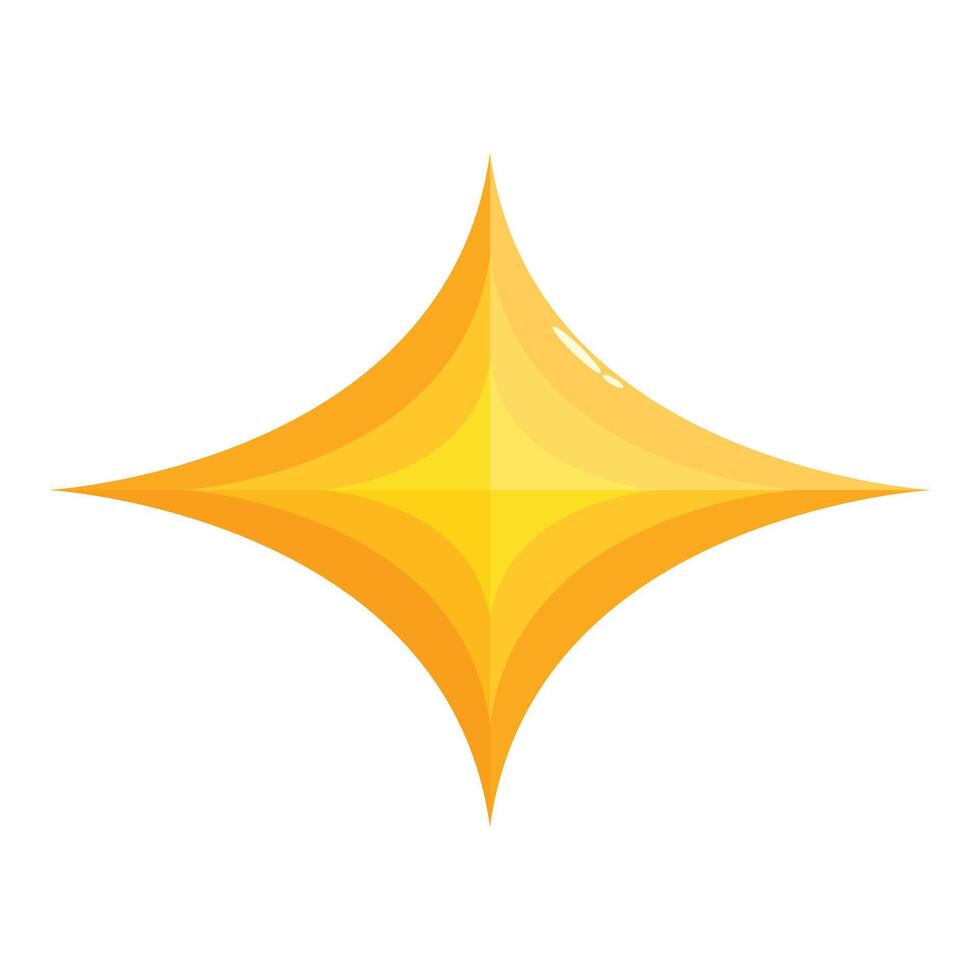 Bright yellow sparkling four pointed star radiating light vector
