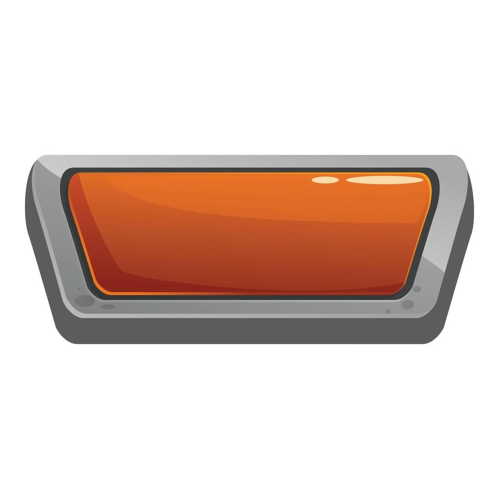 Orange glossy rectangular button with stone frame for casual games vector