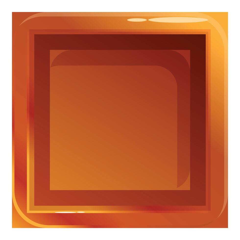 Glossy orange square button creating user interface vector