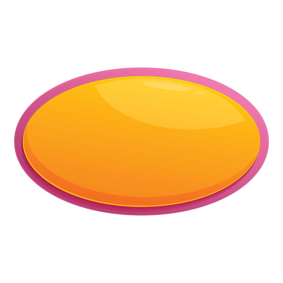 Glossy orange oval button with pink border creating visual interest vector