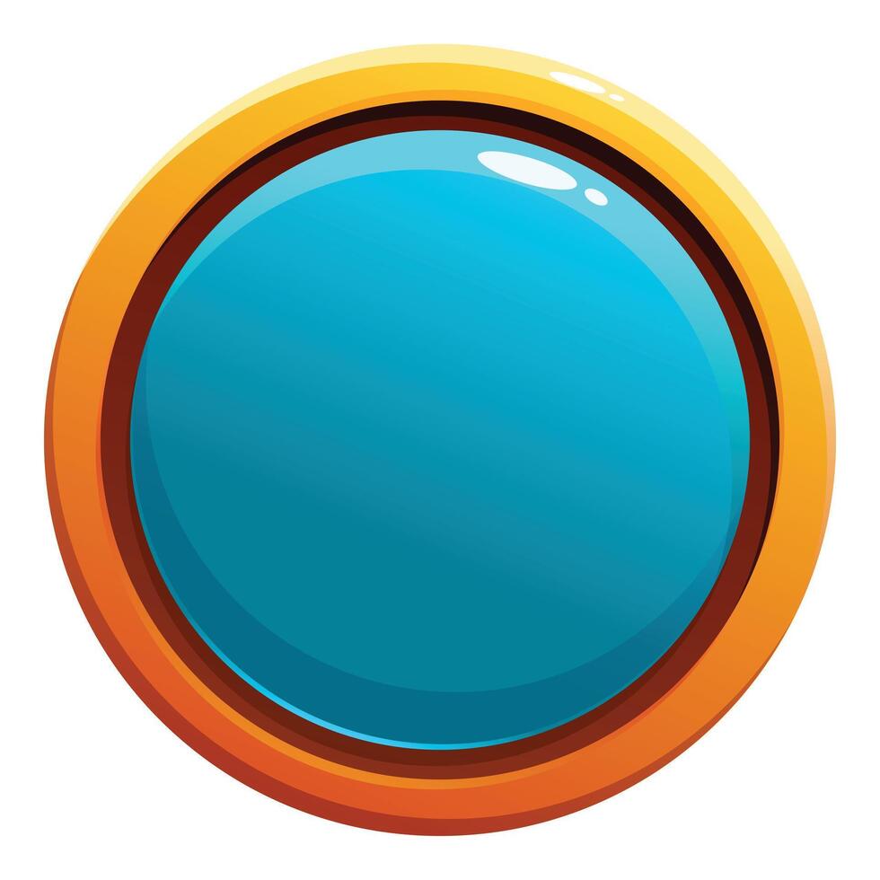 Glossy blue button with gold border creating a modern user interface element vector
