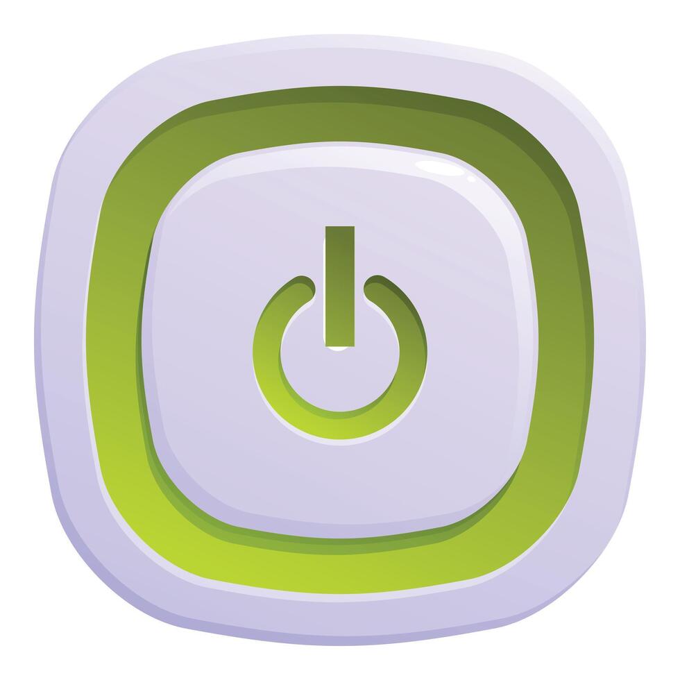 Green power button showing start or on symbol on soft rounded square vector