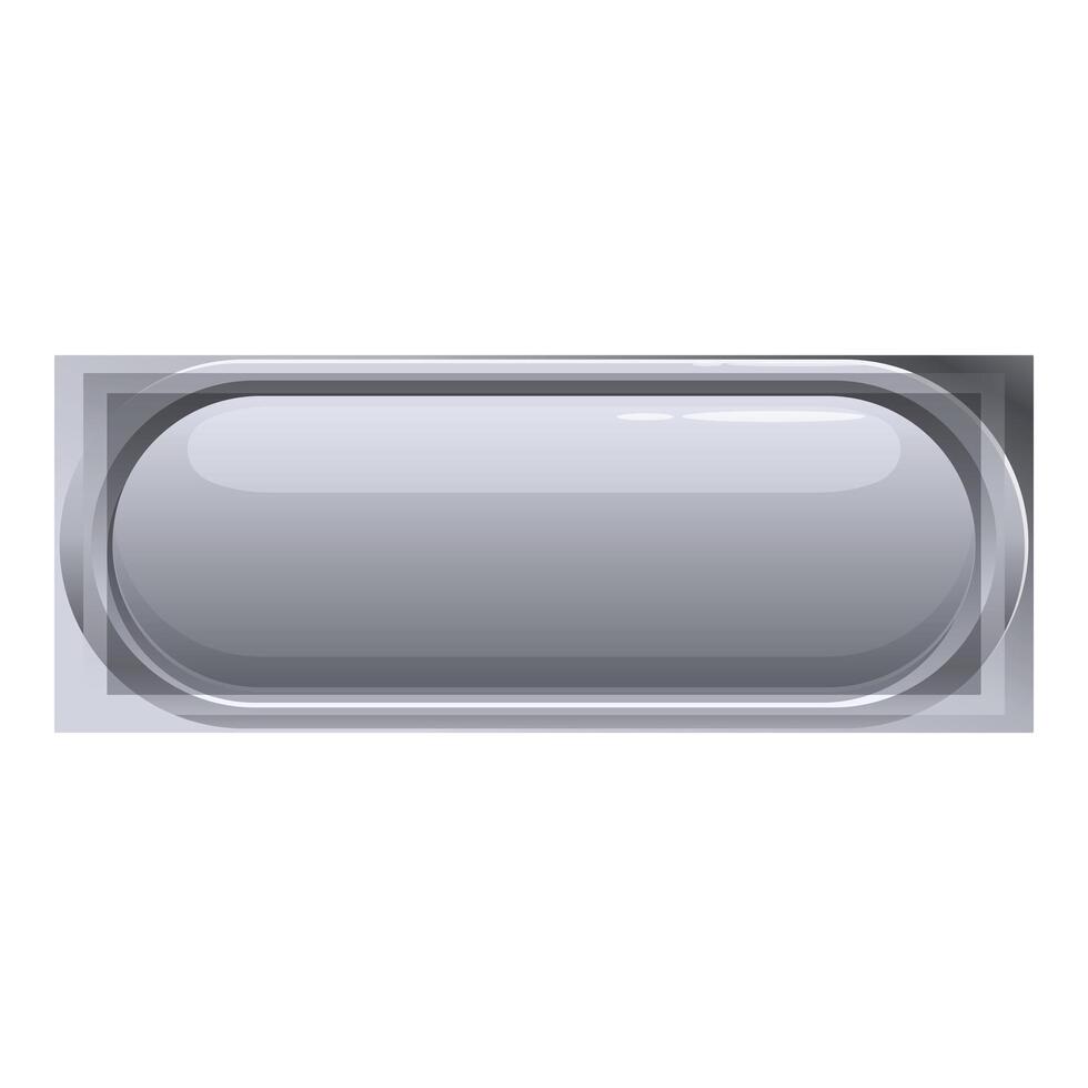 Gray rounded rectangle button with glossy surface effect vector