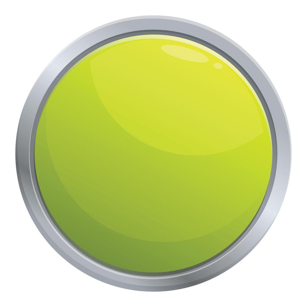 Glossy light green button with metallic frame on white background vector