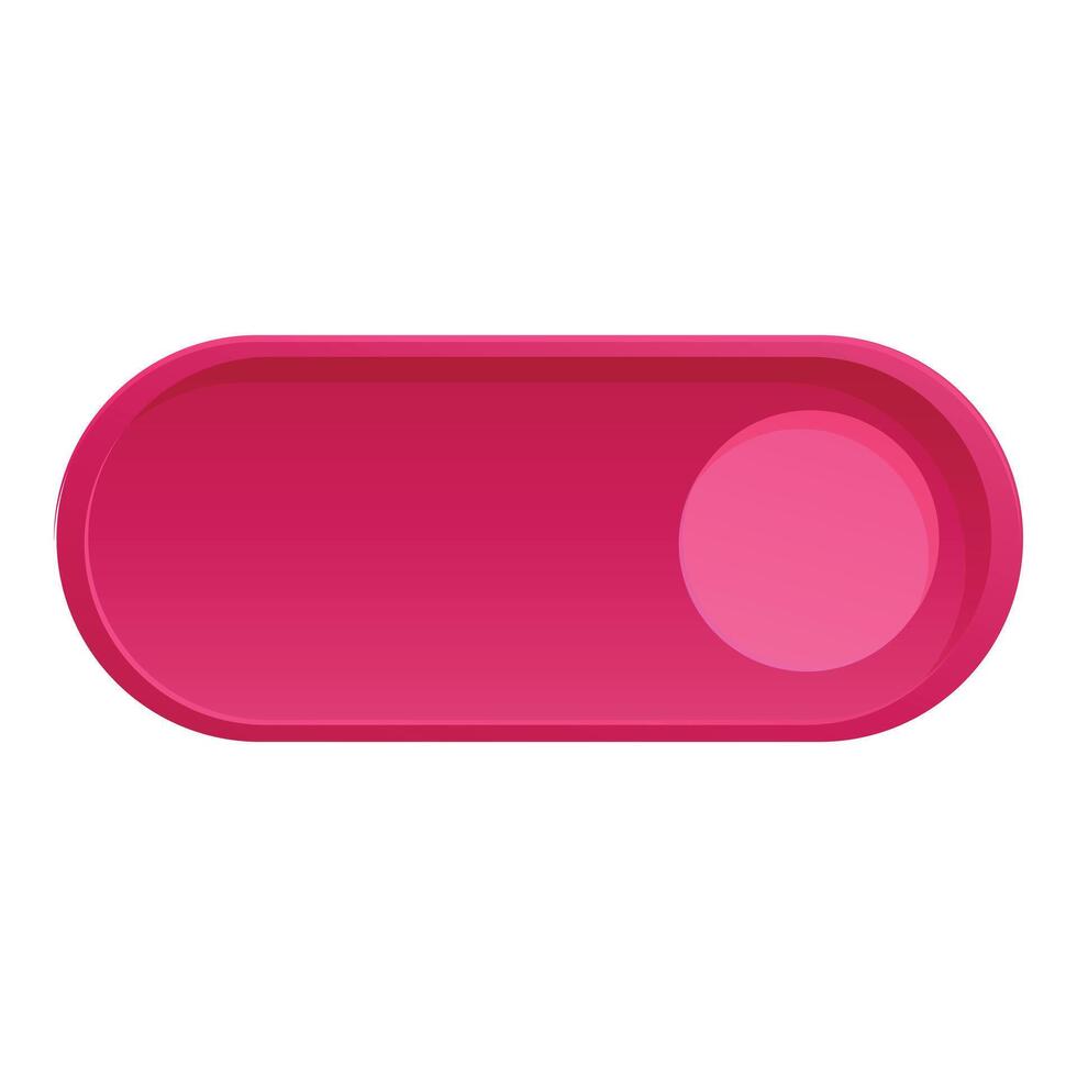 Pink toggle switch button showing on state position vector
