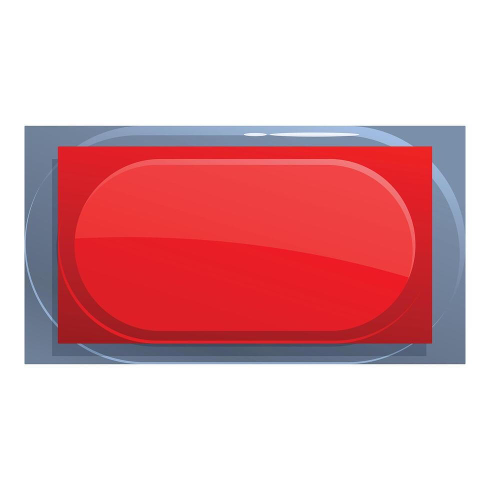 Red rounded rectangle button with grey frame is glowing vector